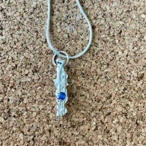 Pasta cast blue spinel sterling silver necklace