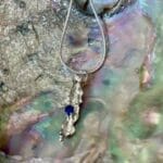 Pasta cast blue spinel sterling silver necklace,closeup