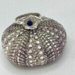Silver cast lapis cup ring, view