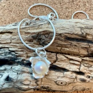 Sterling silver cup pearl wire bail necklace, view