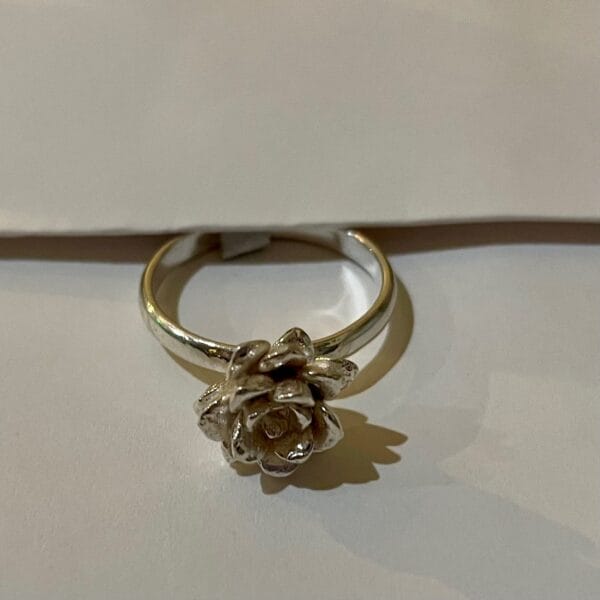 Sterling Silver band with Cast silver flower