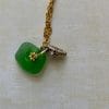 Green apple sea glass necklace, close up