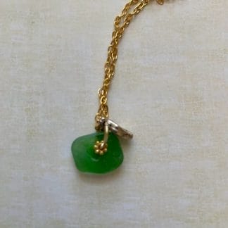 Green apple sea glass necklace