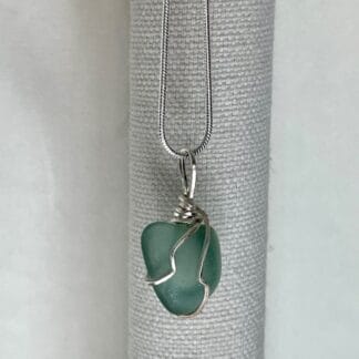 Teal heart sea glass necklace