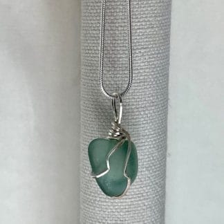 Teal heart sea glass necklace