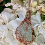 Sea Foam Sea Glass Necklace in Copper Crocheted Wire, reverse