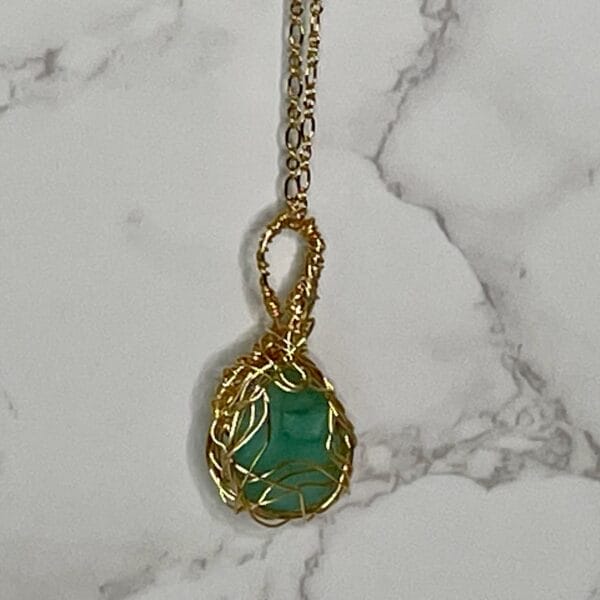 Teal mermaid tear necklace