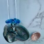 Abalone necklace with blue glass beads, size