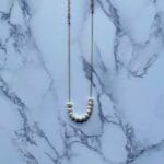Long  Pearl Necklace on Gold Chain - Image 3