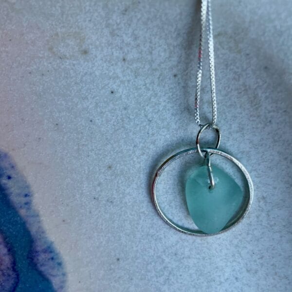 Sea Foam Sea Glass in Silver Circle