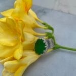 Celtic Patterned Green Sea Glass Ring, close up