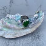 Celtic Patterned Green Sea Glass Ring, front view