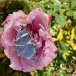 Light blue gold and silver sea glass necklace, rose