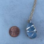 Light blue gold and silver sea glass necklace, size