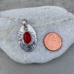 Pink Chalcedony Textured Silver Necklace - Image 2