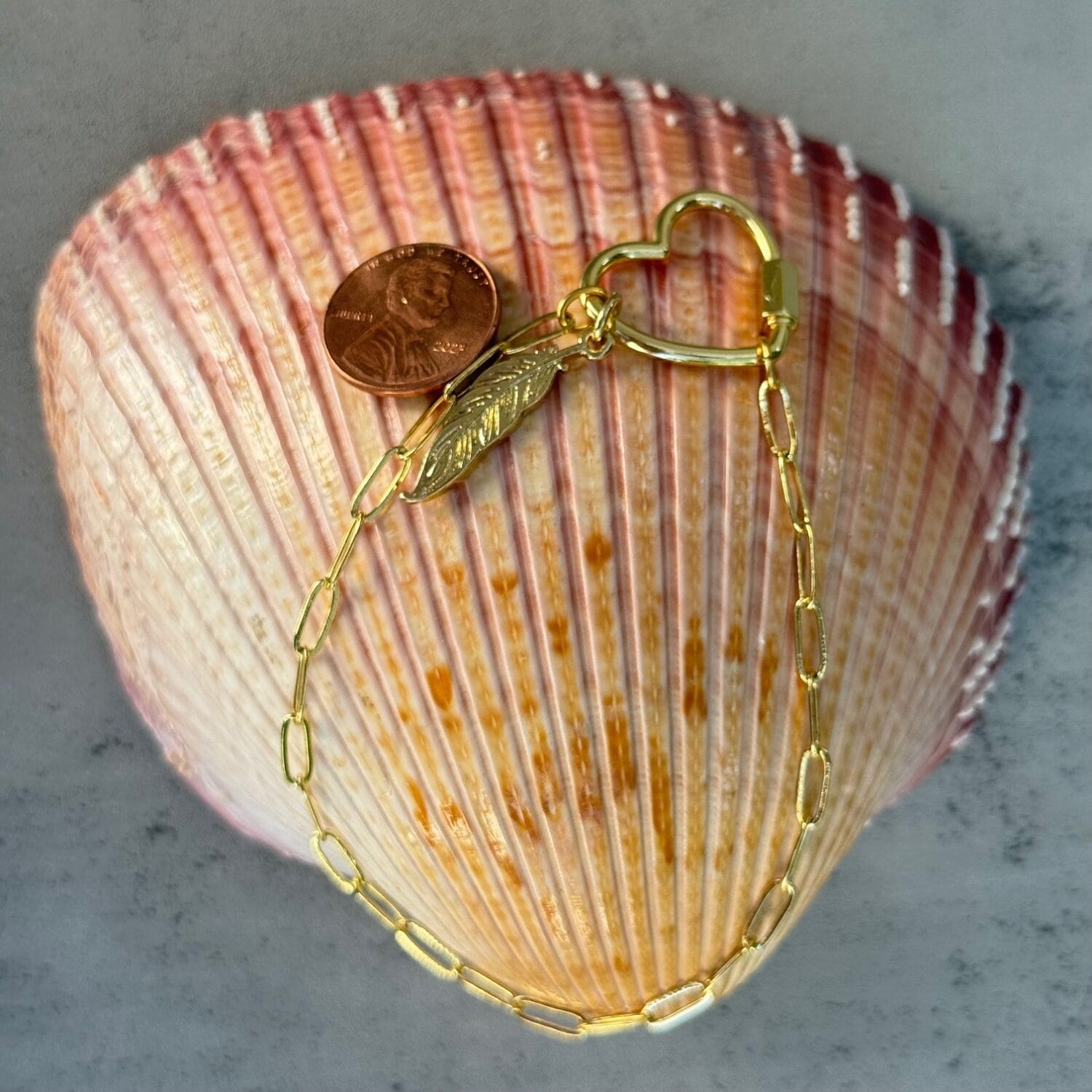 Gold heart carabiner bracelet - Image 2