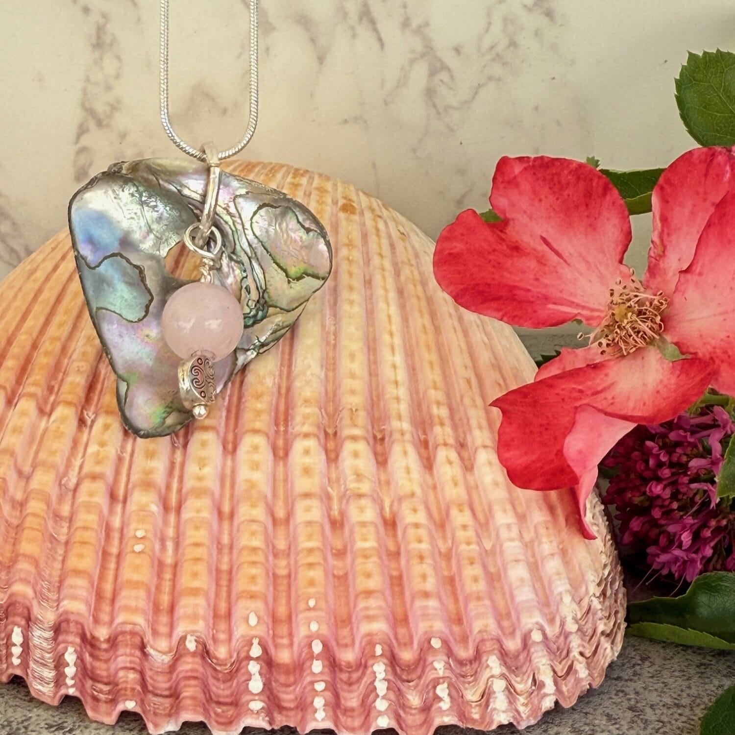 Abalone and Rose Quartz Necklace