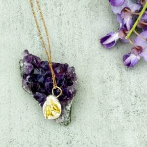 FIne Silver Bud Necklace with Gold