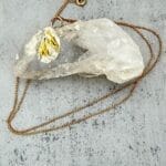 FIne Silver Bud Necklace with Gold, close up