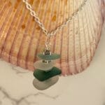 Aqua layered Sea Glass Necklace, closeup