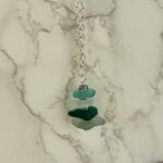 Aqua layered Sea Glass Necklace,hanging