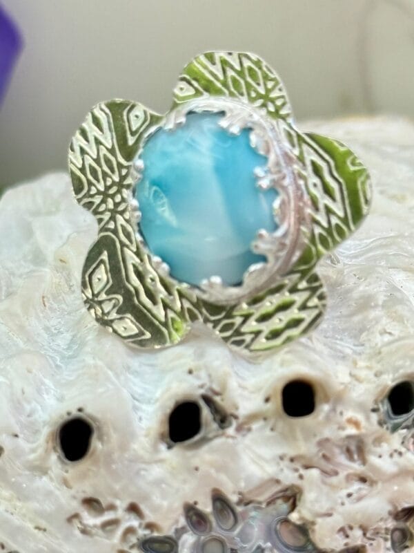 Larimar ring, close up
