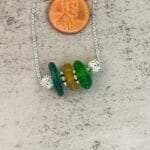 Mediterranean 3 piece Sea Glass Necklace, scale