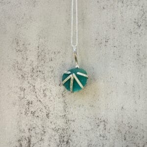 Teal sea glass necklace,hanging